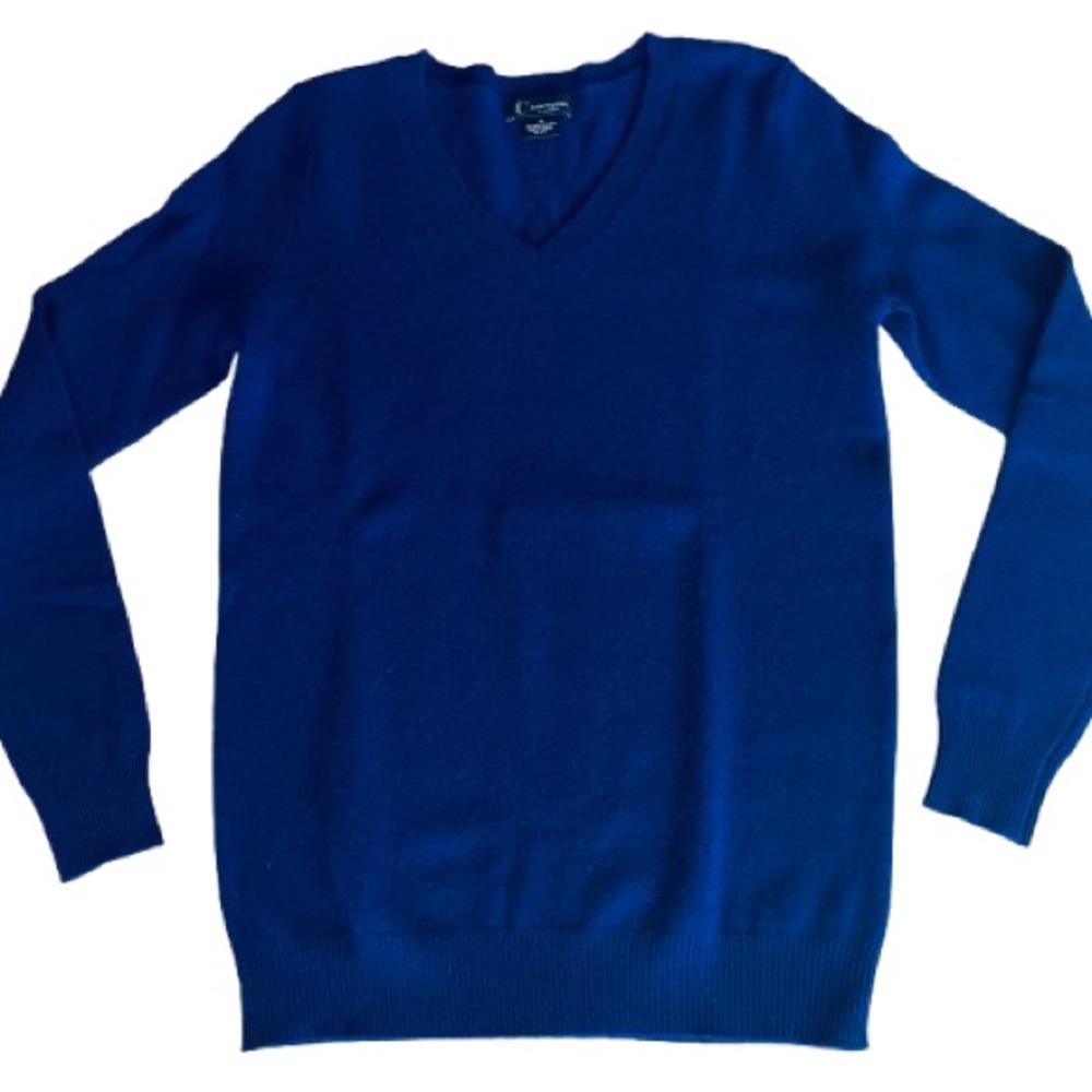 C by Bloomingdale's Women’s Cashmere Royal Blue V-Neck Sweater